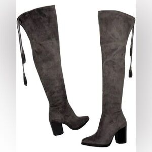 Marc Fisher Gray Over the Knee Boots with Tassels